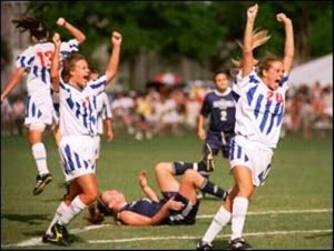 Girls' soccer is a sport beset by ACL injuries because of all the twisting, darting and cutting that the sport demands.