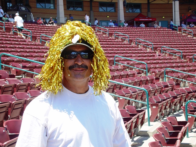 KC Huth's father as Goldilocks before the game. 