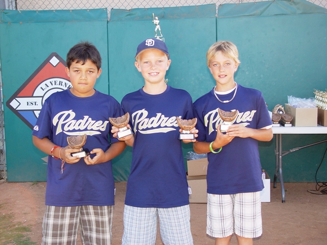 Farm Around the Horn third-place finishers: Padres Nolan O'Laughlin, Christian Roman, Michael Cheney and Max Urrutia. 
