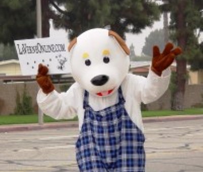 Brighty, the LaVerneOnline dog, is ready for David & Margaret's Mascot Challenge, which will include Knott's Berry Farm's Charlie Brown, the Ontario Reign's The Knight, Jamba Juice's banana, the WNBA L.A. Sparks' Sparky and Wells Fargo's Jack the Dog.