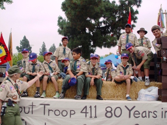 If it's La Verne's Troop 411, 80-years-young, Marcia, Troop 411's fearless scoutmaster, who is celebrating 25 years of scouting, must be near by.