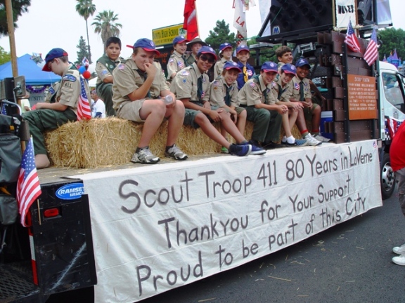Scout Troop 411 on the move.