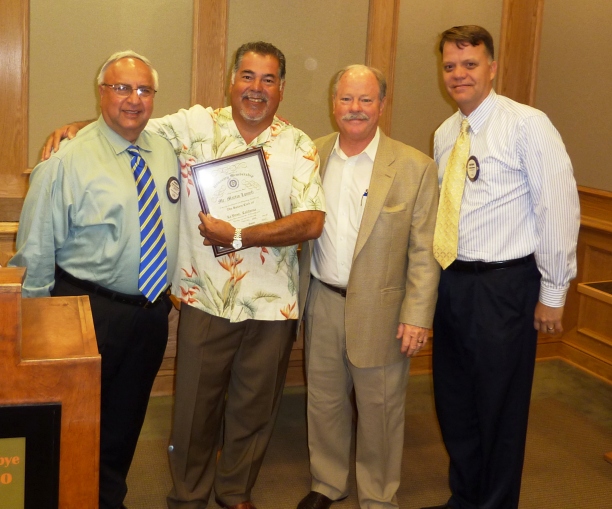 Honoring Marty Lomeli, with plaque, were Dr.         , La Verne Mayor Don Kendrick and Hillcrest CEO Matthew 