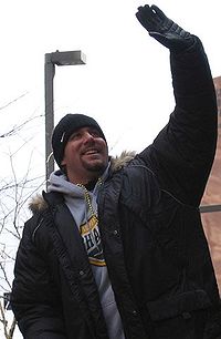 Roethlisberger during the Super Bowl XL victory parade in Pittsburgh