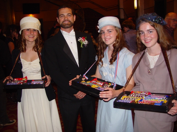 Candy Girl Maddy Geller, Musical Director Jeff Bird, Renae Pifer and Nicole Pifer.