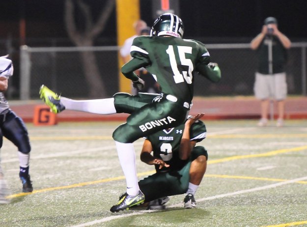 Bonita welcomed back sure-footed kicker Brandt Davis, who had missed the previous two games with a thigh strain. It just so happened Bonita lost those two games. Hmmmmmmm. 