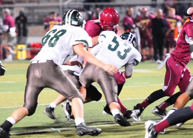 Sean Kroah, No. 68, and Nick Pichota, No. 53, stuck their noses on the football all night.
