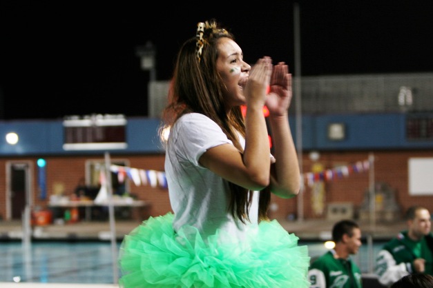 Megan Snow led the cheers. What will she be wearing on Saturday to top Wednesday's outfit?