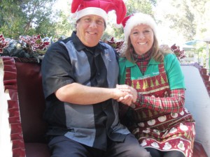 Vicki Brown with one of Santa's helpers.